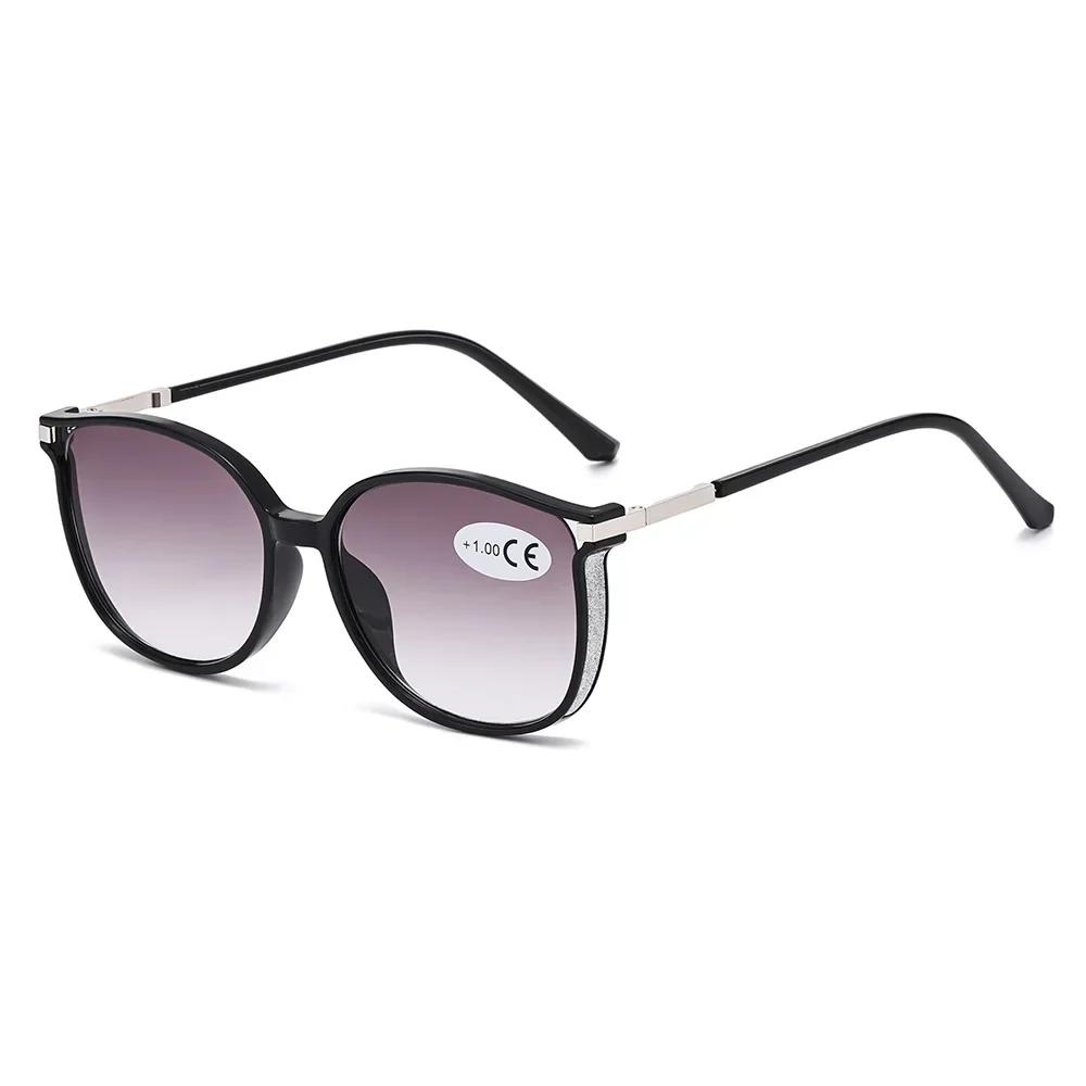 

New Fashion Trend Progressive Color Glasses Elegant and Luxurious Gray Brown Lenses Unisex Square Anti-Blue Light Glasses +300