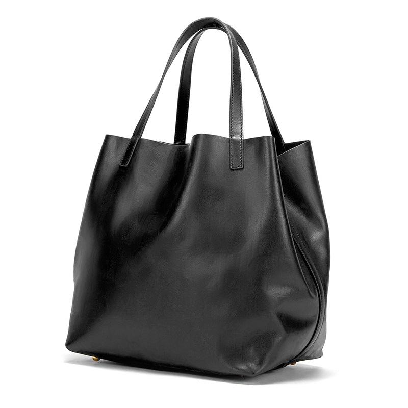 

Весенняя модная классическая женская ретро-сумка, простая и универсальная, вместительная сумка-ведро 26*21*27cm чёрный