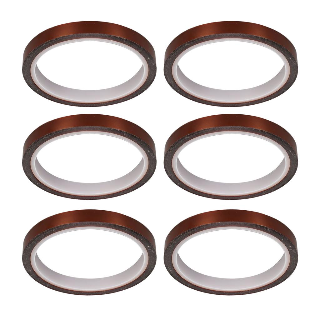 6pcs Heat Resistant Tape Residue Free Polyimide Sublimation Thermal Tape for DIY T Shirt Mug Electronics Crafts 0.6cm