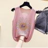 2023 Shiny Silk Sleeveless V-Neck Women's Vest - Spring/Summer New Style, Loose Fit with Hot Diamond Sling Knitted Design