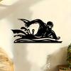 Swimming Metal Wall Art, Dynamic Iron Mural Weather Resistant for Home Gym Pool Fence Decor, Sports Gift for Fans Farmhouse Hanging Ornament