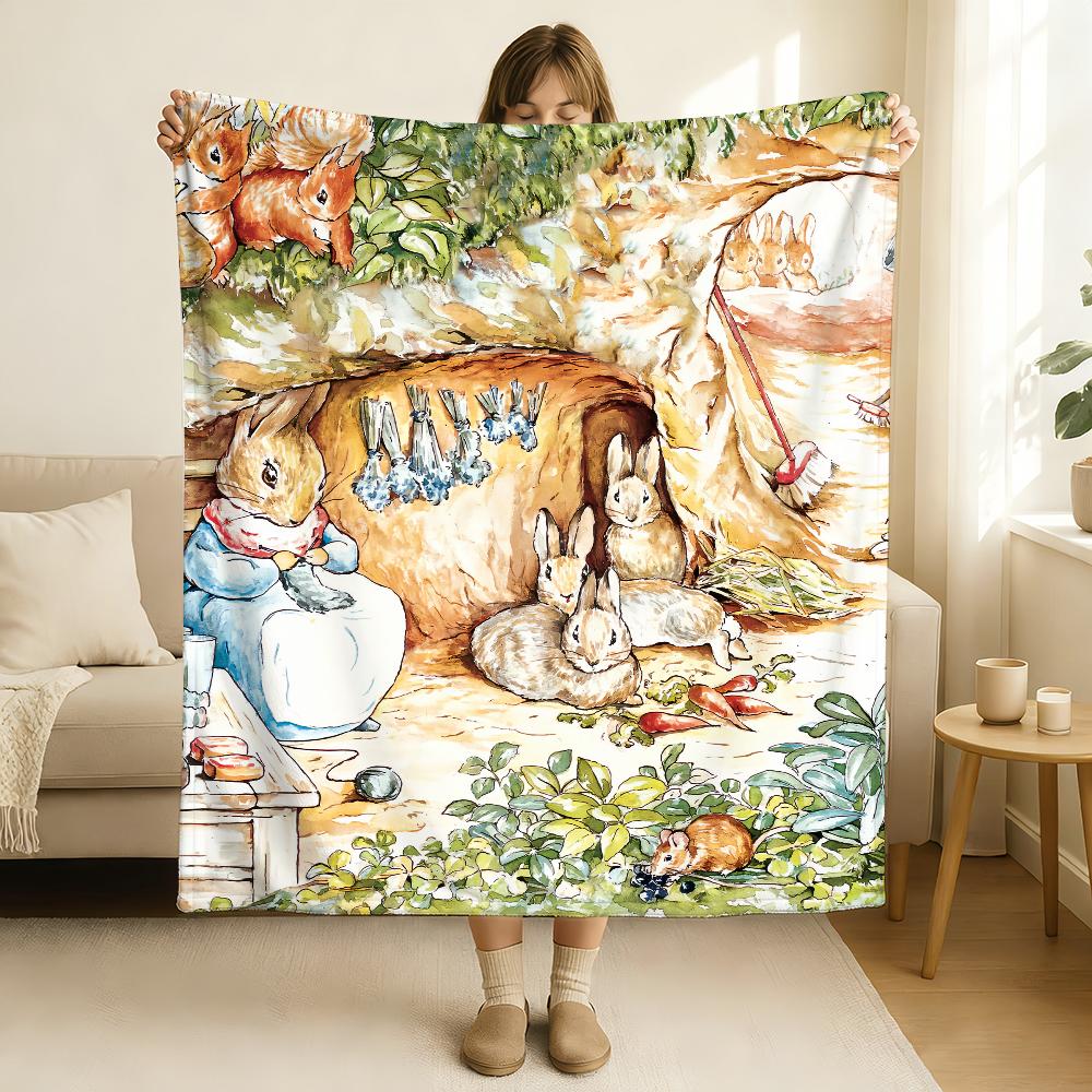 Manta de dibujos animados P Peter R Rabbit Suave y respetuosa con la piel Para sofá Cama Siesta Colcha Edredón para todas las estaciones