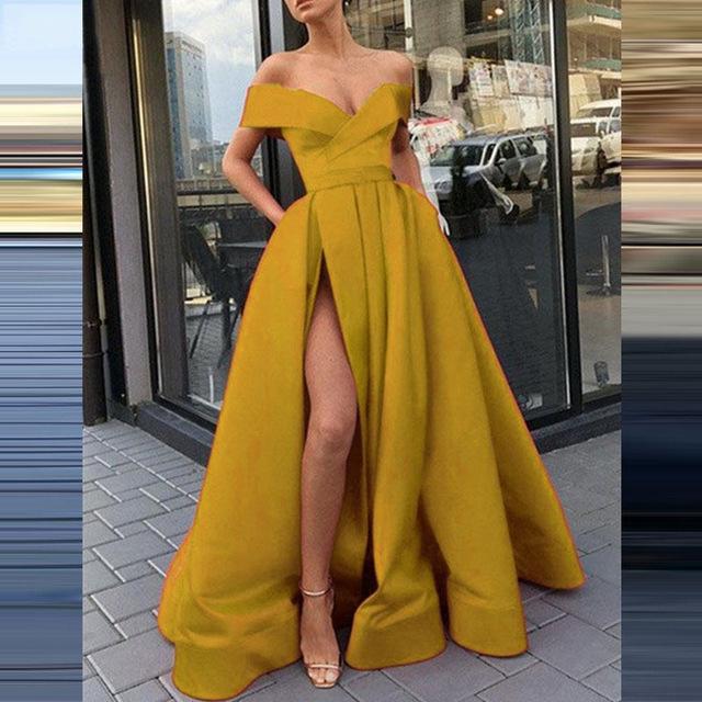 Women's 2025 Summer Satin Deep V-neck Evening Dress - Multi-color European & American Style