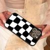 Black And White Chessboard Pattern PC+TPU Phone Case For Iphone 17 Air 16 15 14 13 12 11Pro Max Hard Plastic