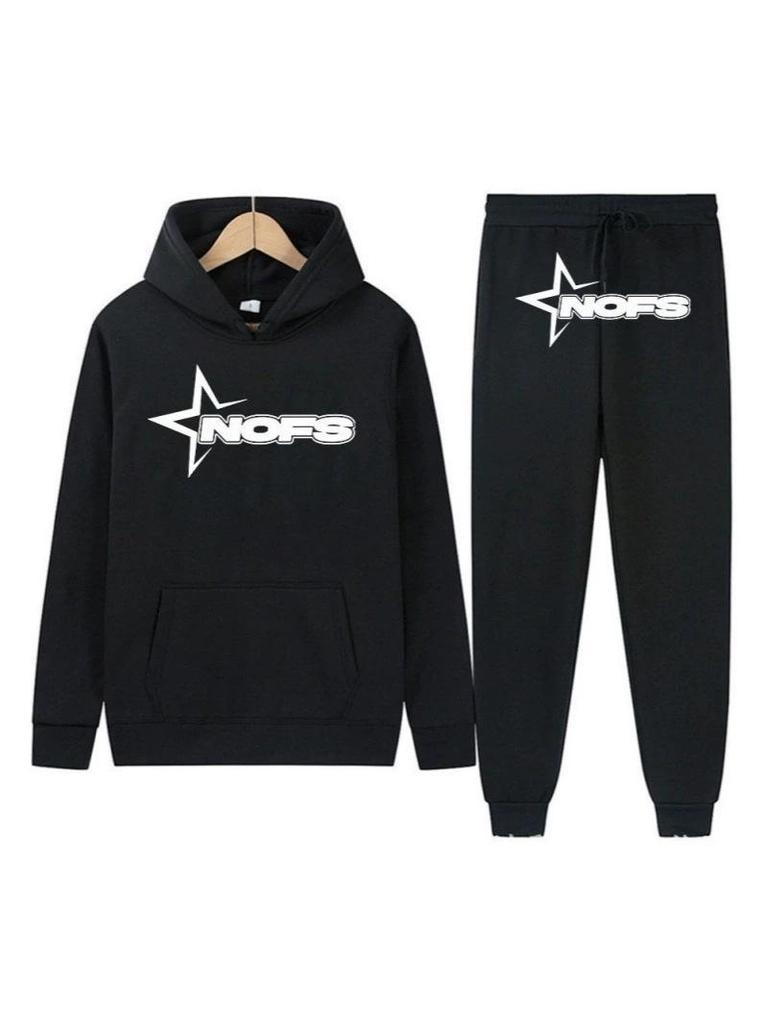 Gothic Punk Rock Letter Hoodie & Sweatshirt Set - Trendy Streetwear