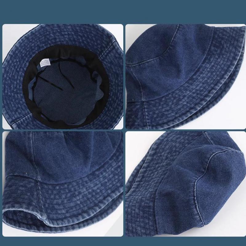 Women's Washed Denim Bucket Hat Spring Summer Fashion Unisex Casual Trendy Fisherman Cap Men Sunshade Breathable Korean Style