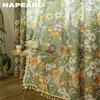 1PC NAPEARL French Retro Floral Printed Curtains Pastoral Style Tassel Edge Semi Blackout Curtains for Bedroom Living Room Window Home Decor