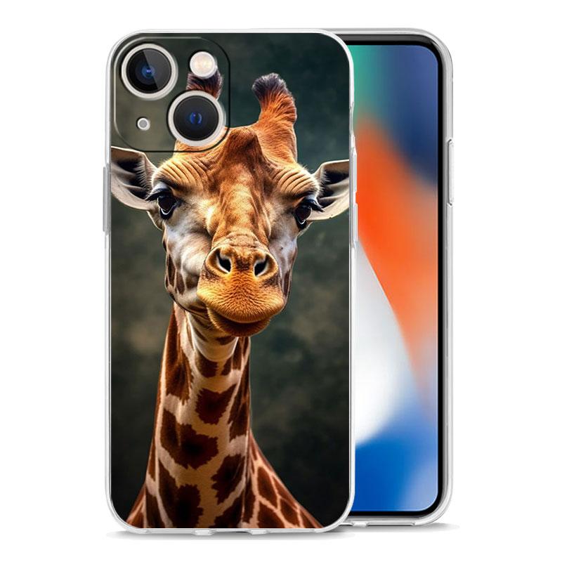 Giraffe Illustration Phone Case For iPhone 11 Cases iPhone 15 12 13 14 16 Pro Max X XR XS 14 15 Plus 16Pro iPhone16 Clear Cover