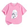 Kids Boys Girls Crew Neck Short Sleeve 100% Cotton T-Shirt, Anime Girl Hug Smiling Teddy Bear Pattern Casual Soft Breathable Summer Tee Tops for Child