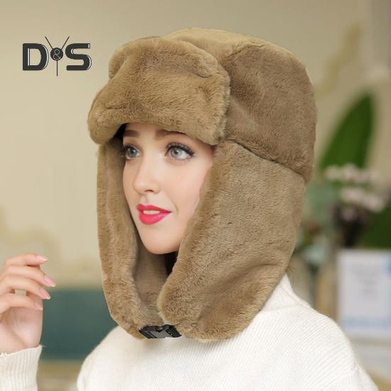 Gorro de invierno para mujer, de felpa gruesa, con protección para las orejas, con protección contra el viento y ajustable, con retención de calor, para exteriores, esquí, patinaje, snowboard, gorro Lei Feng