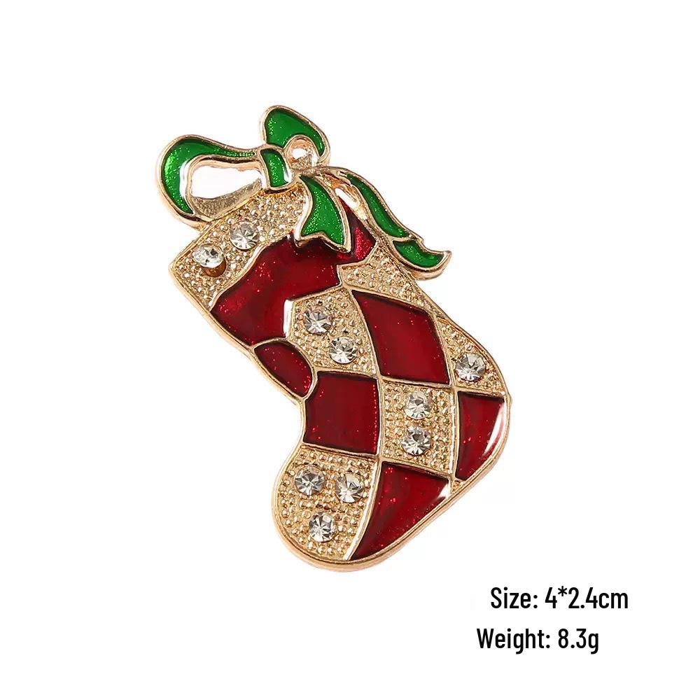 European and American Christmas Boots Brooch Pin - Cross-border New Design Corsage