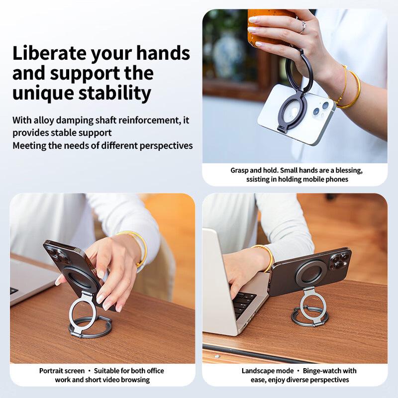 Magnetic Zinc Alloy Phone Ring Holder & Stand