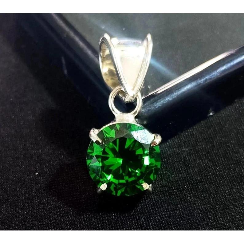 15 Karat Natürlicher Smaragd Rundschliff 925 Sterling Silber Zertifizierter Schmuck Anhänger