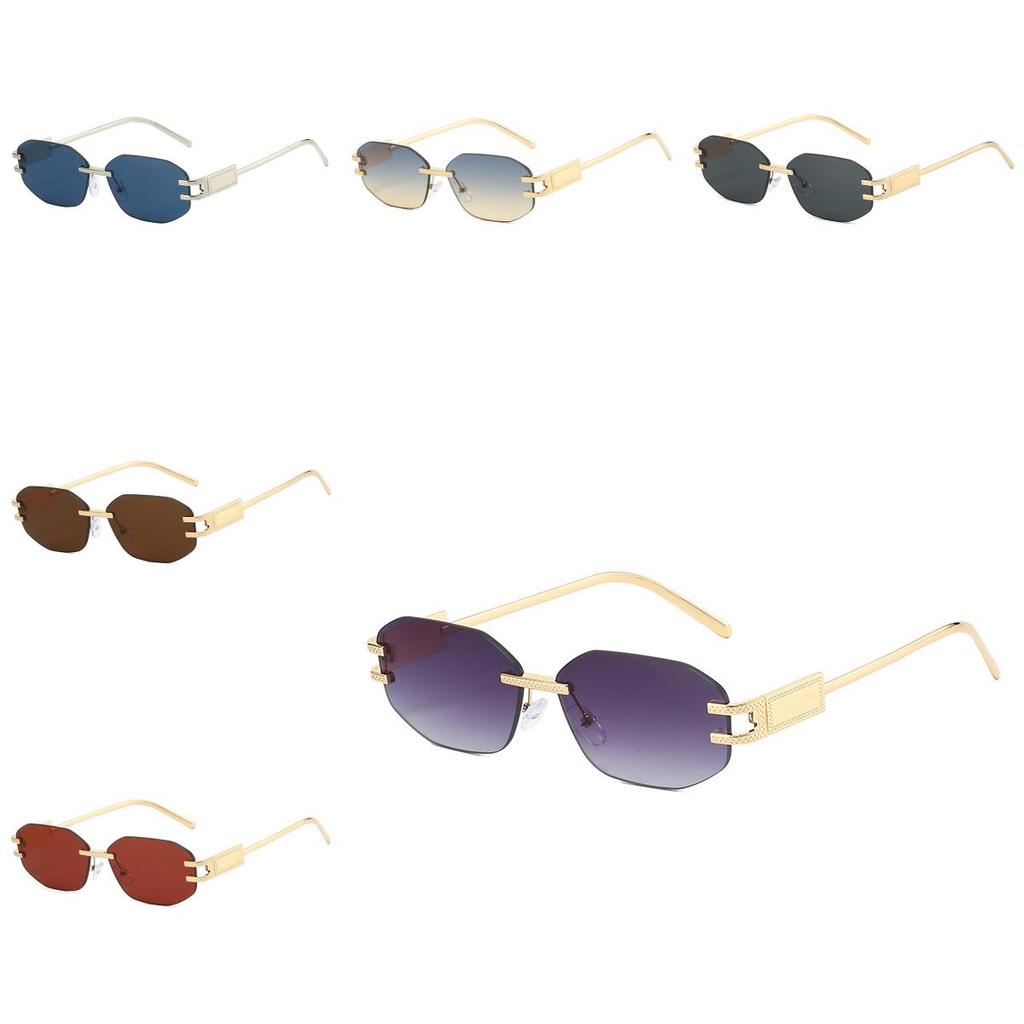 Polygon Shape Fashion Sun Glasses With Metal Frame And Black Pc Lenses For Casual Wear And Parties