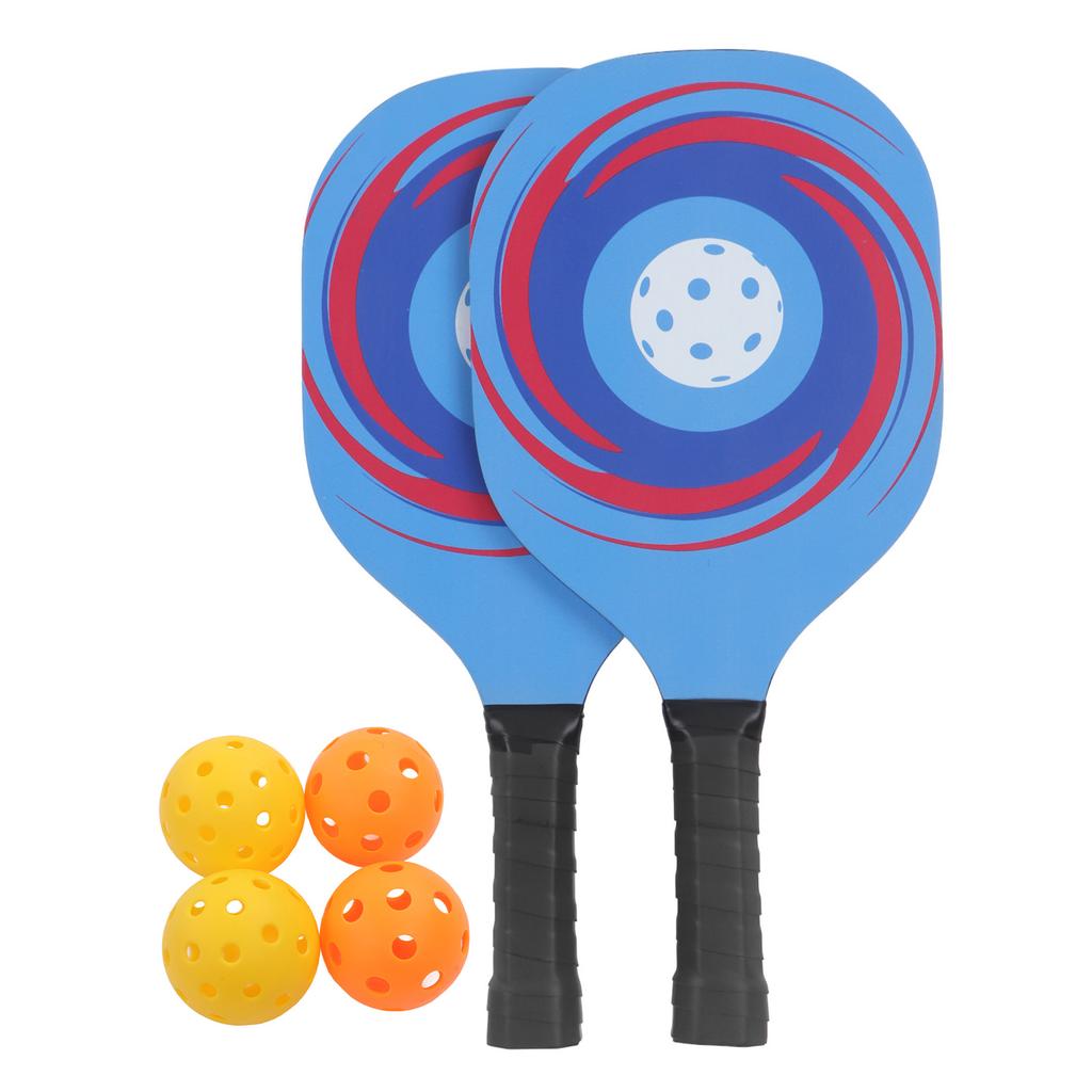 Pickleball Paddles Set Lightweight 2Pcs Wooden Blue Pickleball Rackets with 4 Balls and Carry Bag