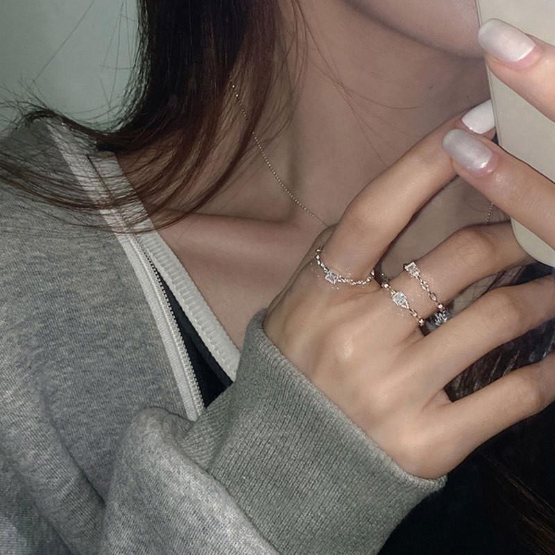 Korean Inspired Modern Pure Silver Ring For Women Stylish Versatile And