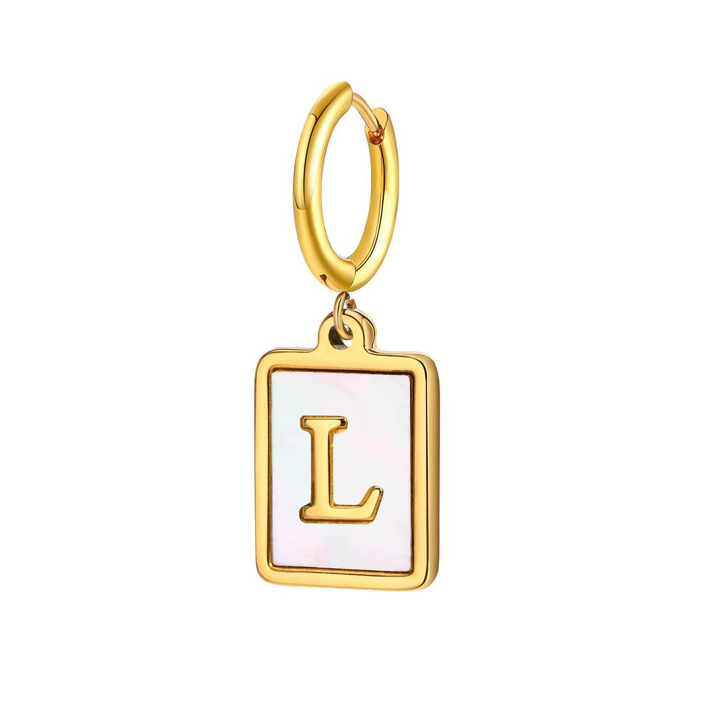 26 Letter Earrings Diy Stainless Steel Shell Letter C Earrings Gold Women'S Earrings, Jewelry Ed-637
