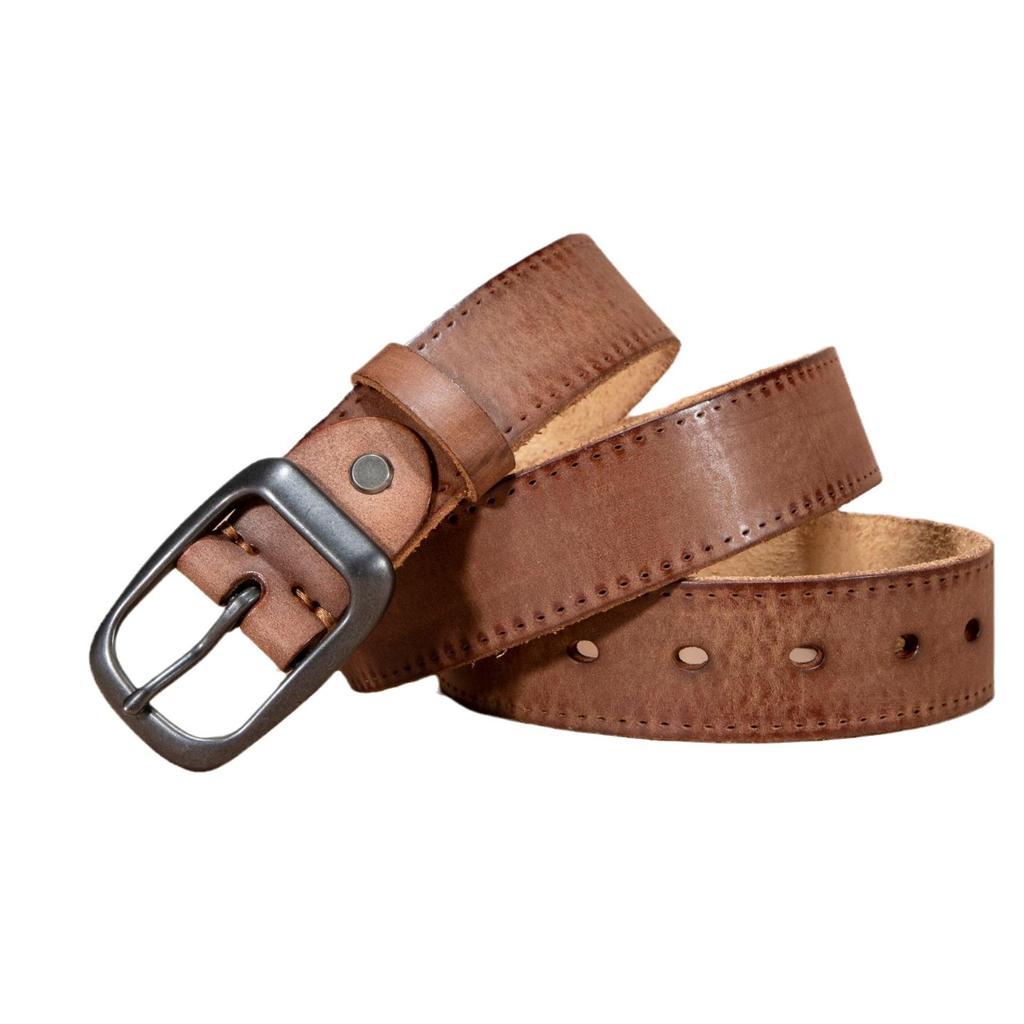 Retro Belt Men'S First Layer Leather Belt Simple Student Japanese Buckle Belt Direct Sales