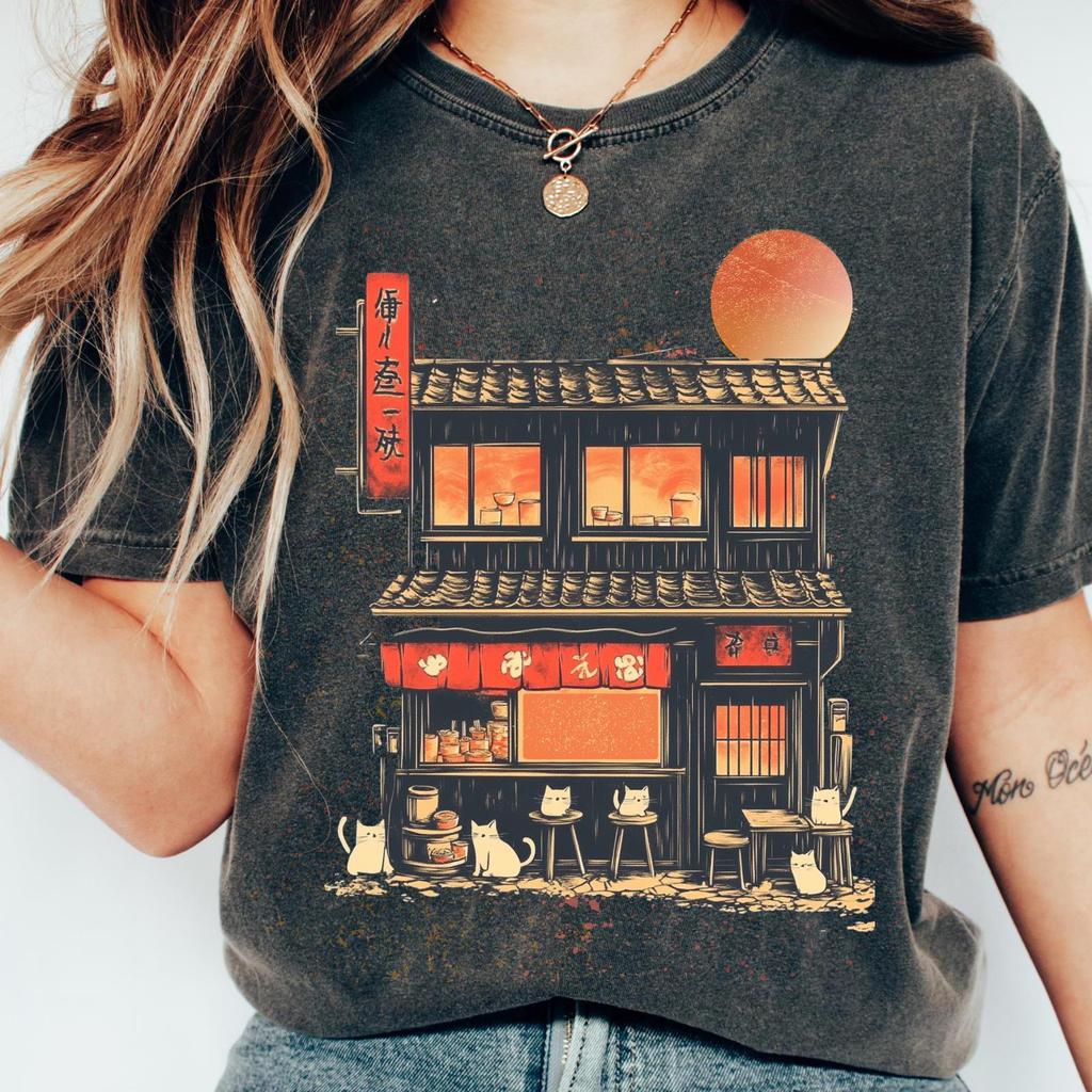 Cat Noodle Shop T-Shirt, Ramen Izakaya, Comfort Colors Tee