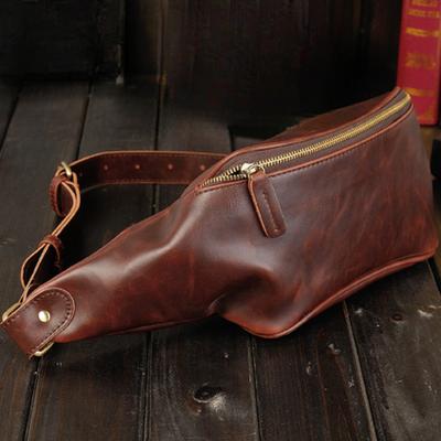 Męska torba biodrowa ze skóry PU Modna torba na jedno ramię Retro Crazy Horse Outdoor Leisure Bag