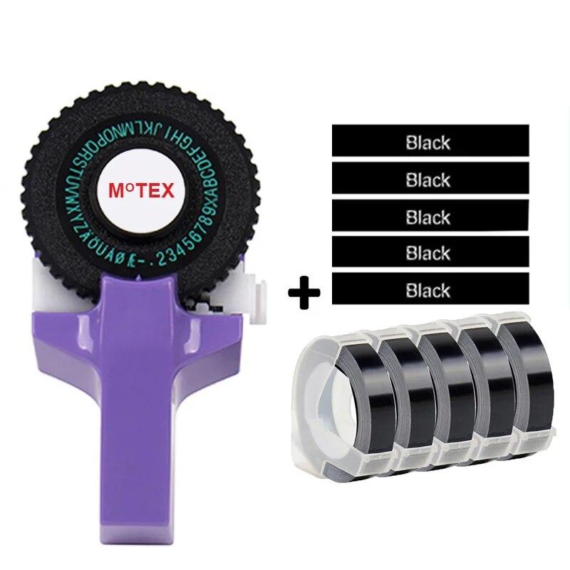 Red MoTex E101 Label Maker Machine Mini Printer Compatible for Dymo 3D Embossing Tape Manual Typewriter Embossing Label Maker