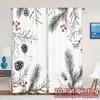 2pcs,Curtains Christmas Pine Berry Branches (2) Modern Curtains Machine Washable Fabric Curtains Outdoor Decorations Perfect for