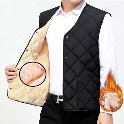 Large Size Men's Thickened Coat Casual Coat Solid Color Sleeveless Vest Autumn And Winter Portable Loose Vest Men's Clothing