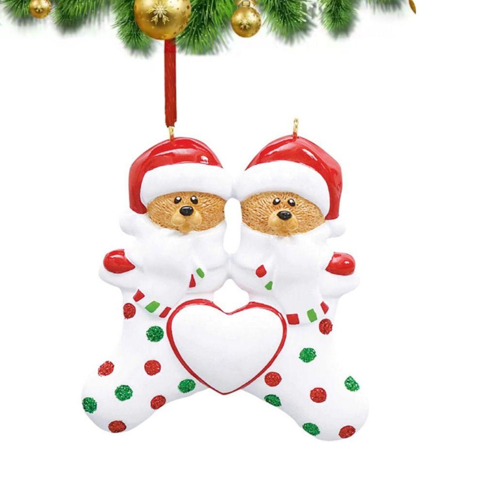 Resin Christmas Brown Bear Pendant Love DIY Name Pendants Christmas Tree Decoration  Christmas Day
