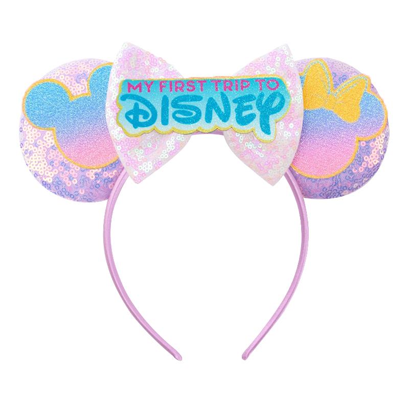 Trip Mickey Ears Headband For Girls Women Sequin Castle 5"Bow Hairband Festival Party Cosplay DIY Hair Accessories