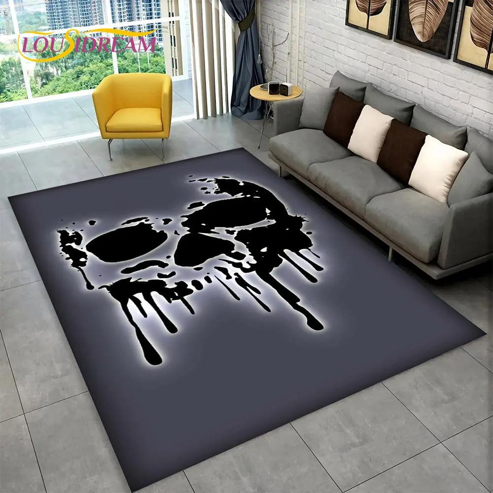 3D Gothic Horror Indian Skull Area Rug,Carpet Rug for Home Living Room Bedroom Sofa Doormat Decor,Kitchen Non-slip Floor Mat