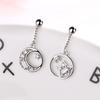 925 Sterling Silver Big Round Star Moon Statement Dangle Earrings For Women Lady Fashion Jewelry Pendientes Mujer Moda