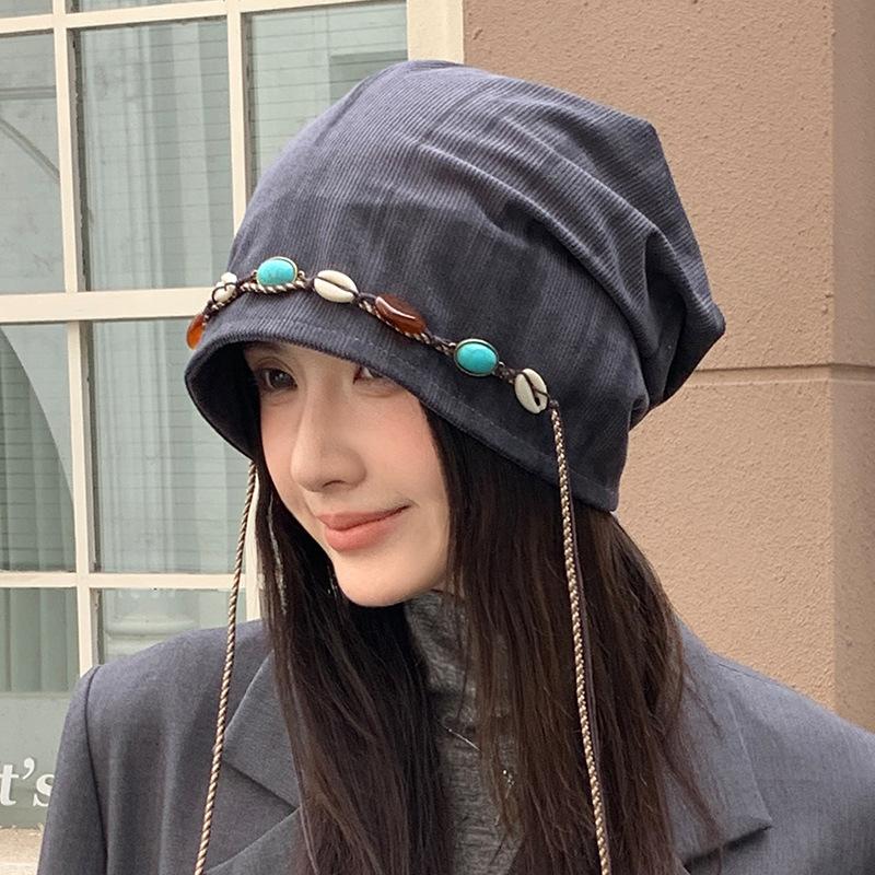 American Tie-dye Beaded Stacking Hat Autumn and Winter New Hat Women's Hat Windproof Hat