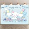 1pc Sanrio Cinnamoroll Blue Birthday Tapestry Polyester 2D Print Wall Hanging for Kids Bedroom Party Decor Gift