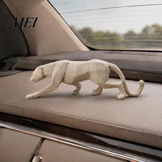 Luxury Home Office Statues 3D Geometric Cheetah Ornament, Durable PLA Modern Minimalist Sculpture, Resin Stone Texture Decor Art Statue, for