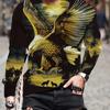 Moda Aquila Stampa Digitale 3D T-Shirt Casual Comoda a Maniche Lunghe Autunno Abbigliamento Fantasia da Uomo Top Regali da Uomo