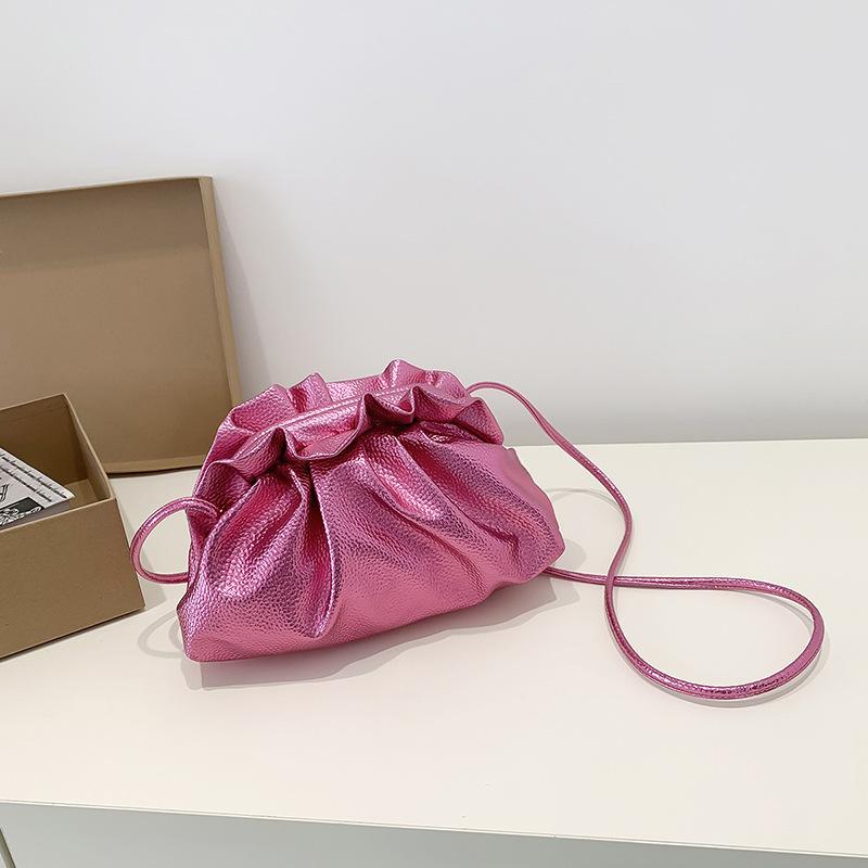 

Dumpling Wrap Wrinkled Crossbody Bag Soft Compact Handbag For Women Outfit Daily Яскраво-рожевий