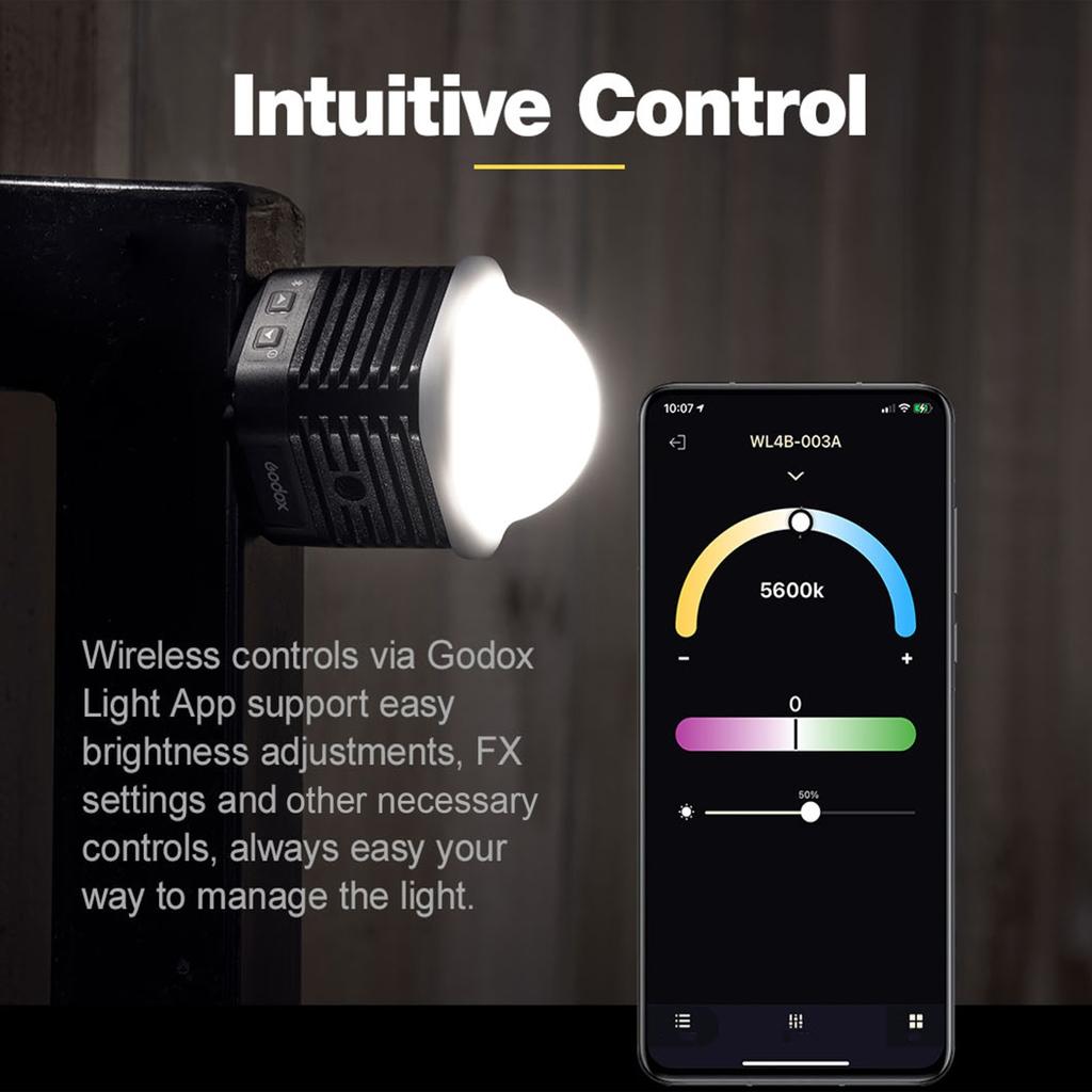 Godox WL4B IPX8 30M Waterproof LED Photography Light Color Temperature 5600K CRI97 TLCI97 APP