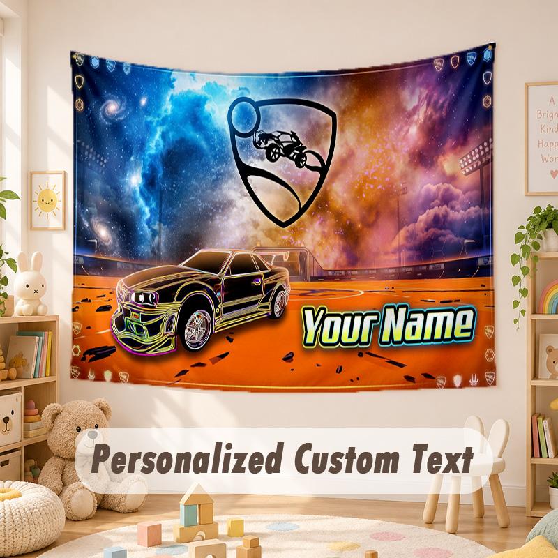 Custom Name Text Tapestry,Rocket League Boho Wall Hanging, Decorative Backdrop Tapestry For Room