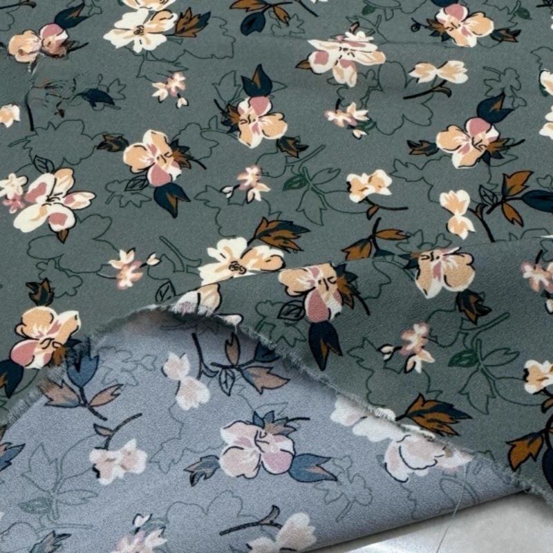 100x150cm Floral Printed Style Fabric Summer Silk Chiffon Fabric for Diy Sewing Soft Comfortable Dress Shirt Pajamas Pants