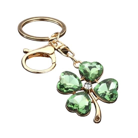 

Keychain Pendant Sparkling Rhinestones Four-Leaf Clover Design Key Chain with Lobster Clasp Easy to Hang Key Holder Backpack Car Accessory B светло-зеленый
