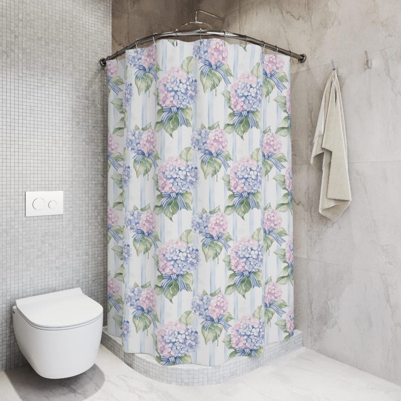 Hydrangea Floral Shower Curtain - Vibrant Bathroom Decor, Spring Theme, Perfect Gift For Her