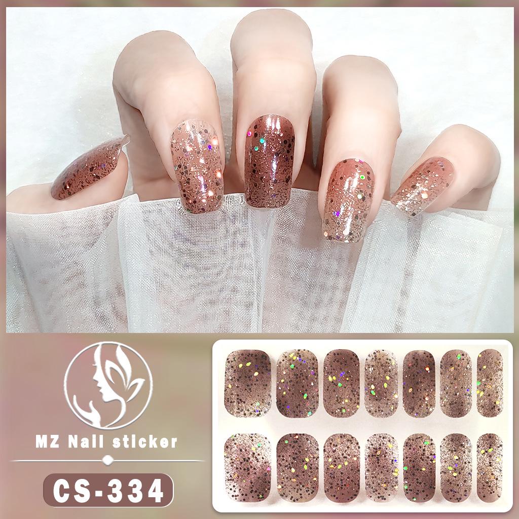 CS Waterproof No-Bake Gel Nail Polish: Full-Cover Korean-Style Multi-Color Glitter Nail Art Stickers