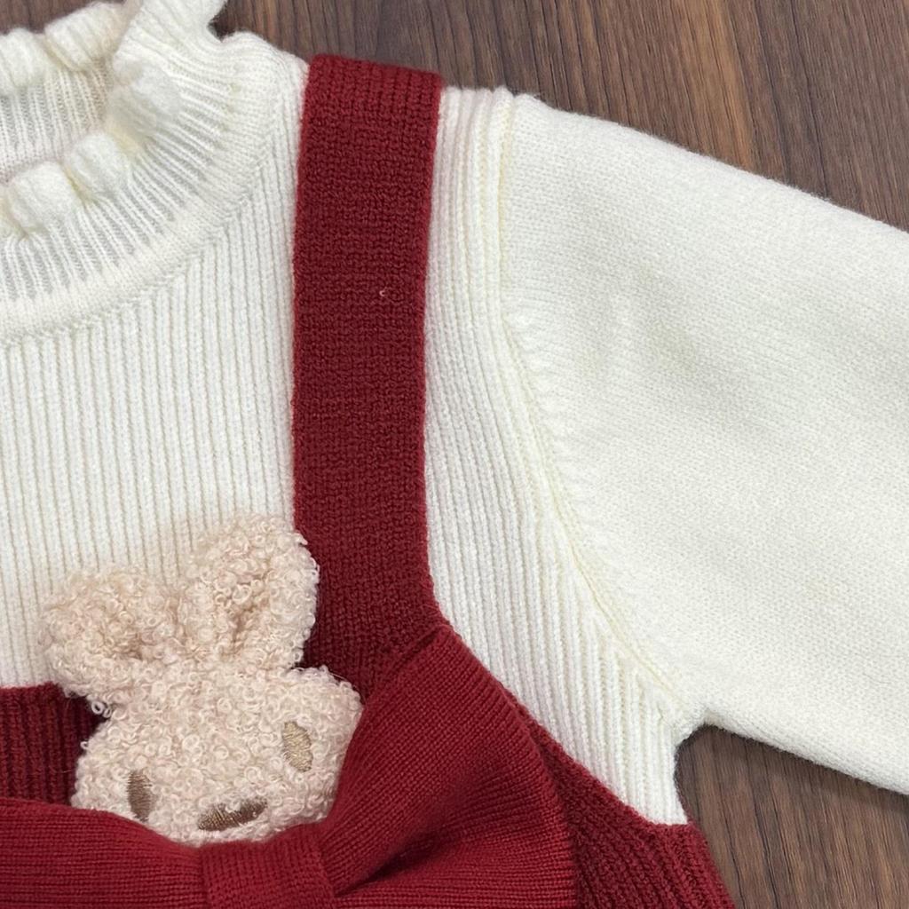 Girls' Cute Rabbit Knitted Sweater Dress - Autumn/Winter Fashion