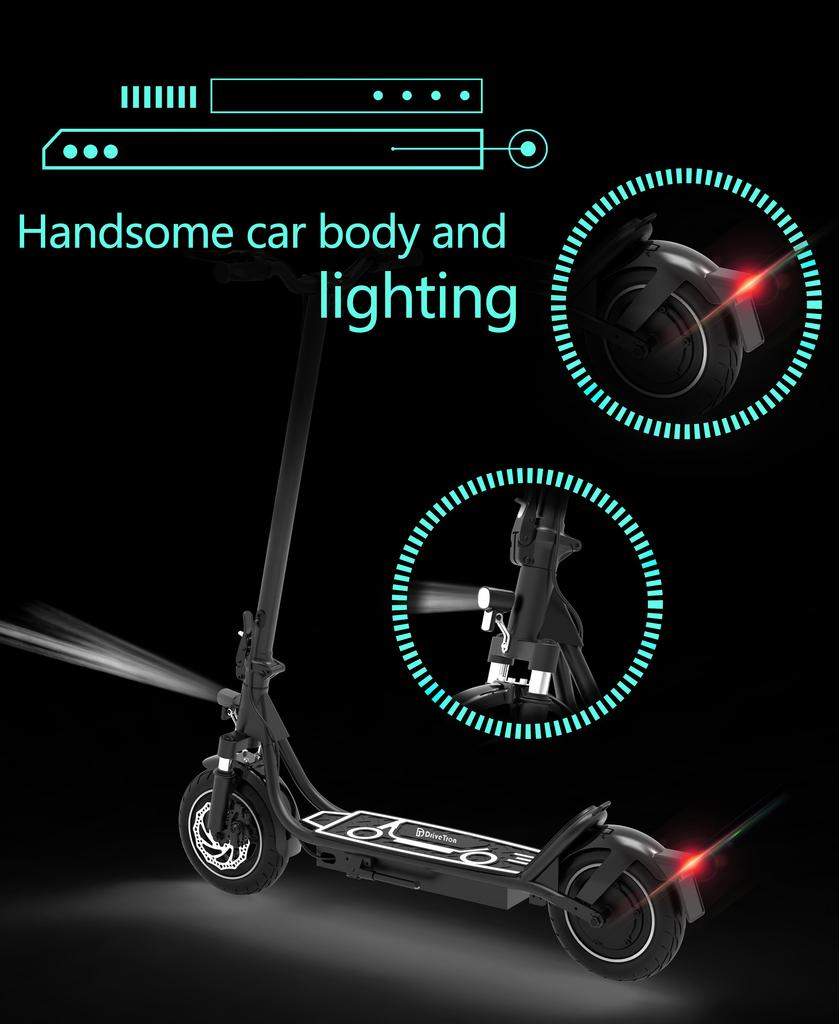 DriveTron DT01 Adult Foldable Electric Scooter: 36V 13Ah Battery, 30 Km/h, 40-50 Km Range, 400W Motor, Front Suspension