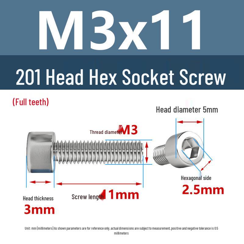 Yigu 201 Stainless Steel Cup Head Hexagon Screws and Bolts - M3, M4, M5, M6