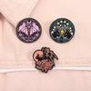 Floral Bat Spooky Enamel Pins Creepy Bat Midnight Nightmare Animal Brooches Lapel Badge Halloween Jewelry Gifts for Friends