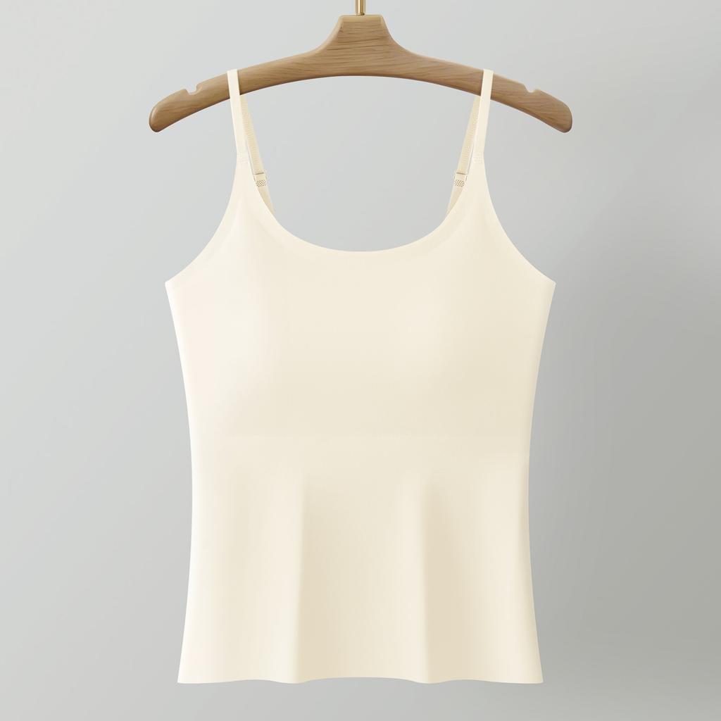 Solid Color Plus Size Camisole Tank Top For Women With Built In Anti Exposure Bra
