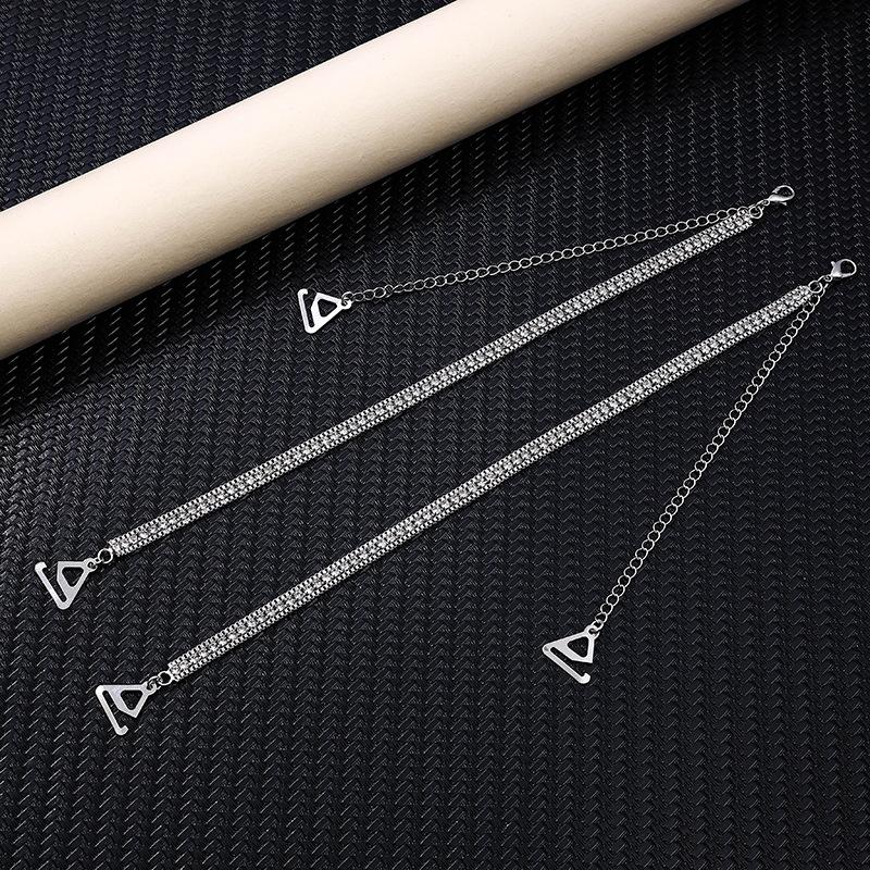 Anti-exposure off-shoulder bra with shoulder strap and neck strap, invisible anti-slip shoulder strap with rhinestone bra strap