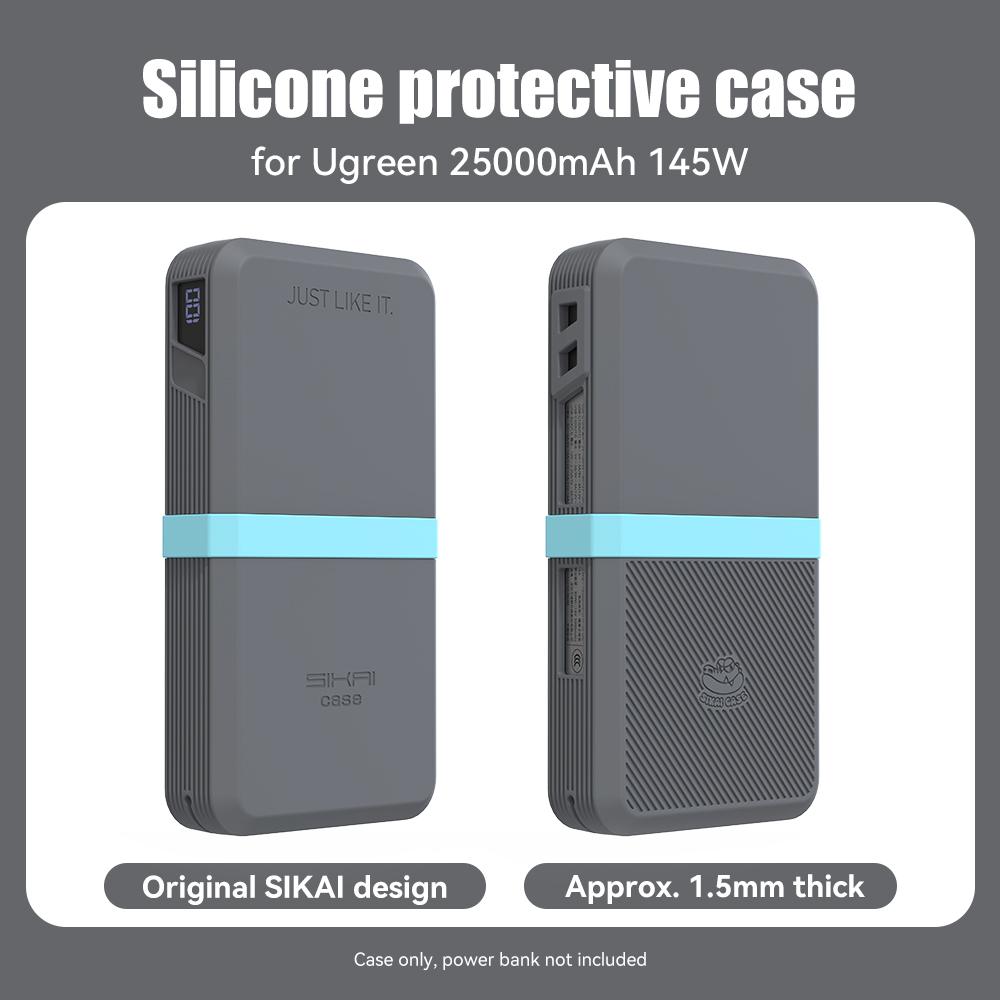 Dustproof Protective Cover Travel Silicone Case for Ugreen Laptop PowerBank Shockproof Cover for UGREEN 145W 25000mAh Power Bank Gray Case