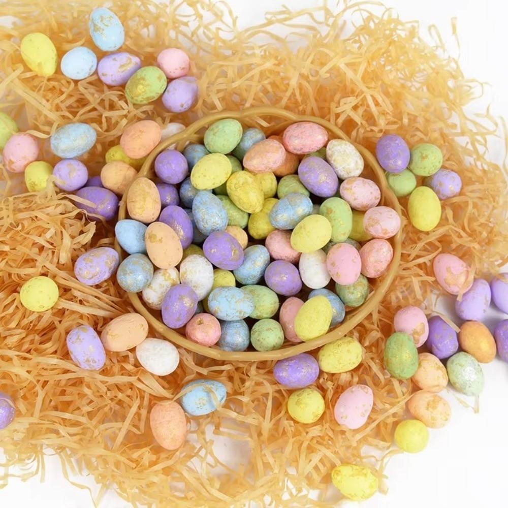50/100Pcs New Speckled Foam Easter Eggs Colorful Hanging Egg Fake Foam Eggs Painted Ornaments Painted Bird Eggs Party Favor